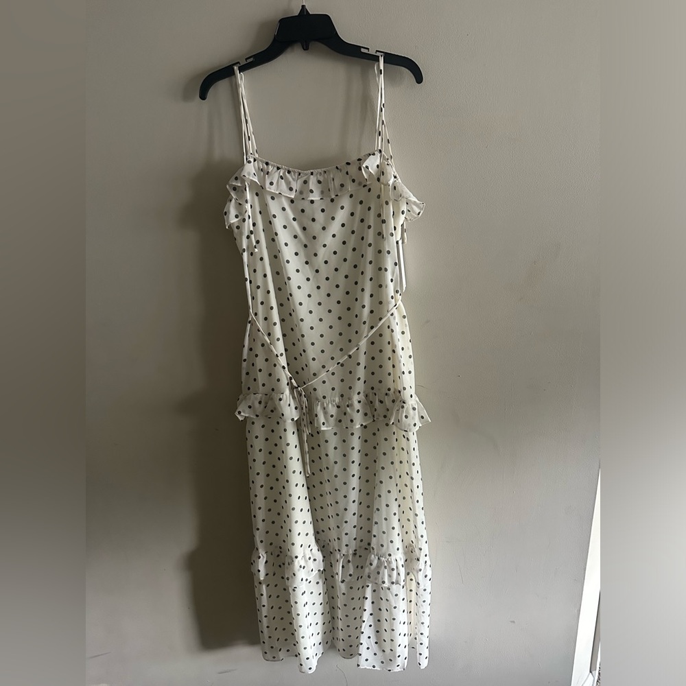 NWT Julia Jordan White and Black Polka Dot Maxi Dress Size M